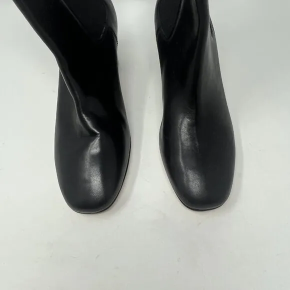J. Crew Willa Leather Stacked Heel Boots 8 black