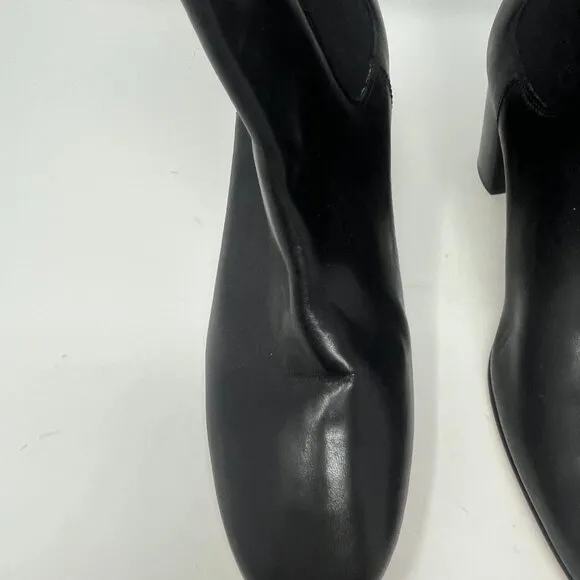 J. Crew Willa Leather Stacked Heel Boots 8 black