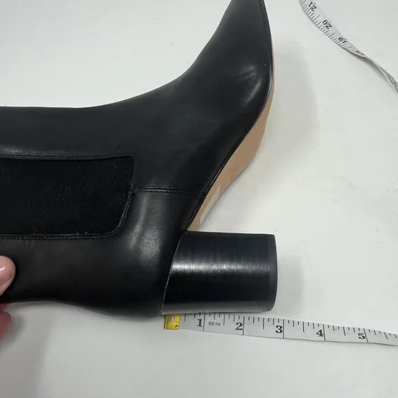 J. Crew Willa Leather Stacked Heel Boots 8 black
