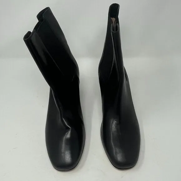 J. Crew Willa Leather Stacked Heel Boots 8 black