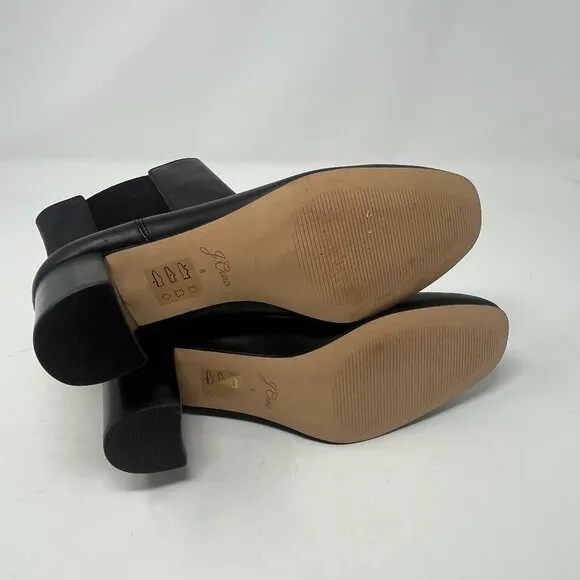 J. Crew Willa Leather Stacked Heel Boots 8 black