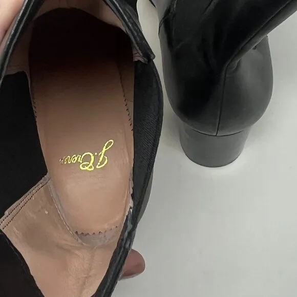 J. Crew Willa Leather Stacked Heel Boots 8 black