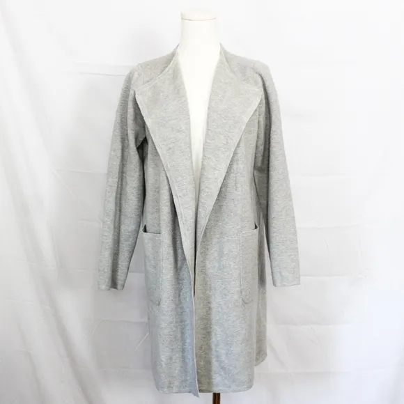 J Crew Women's Juliette Collarless Sweater-Blazer Heather Dove Grey Small