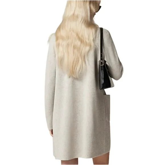 J Crew Women's Juliette Collarless Sweater-Blazer Heather Dove Grey Small