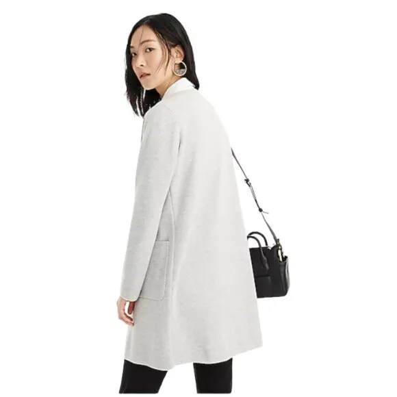 J Crew Women's Juliette Collarless Sweater-Blazer Heather Dove Grey Small
