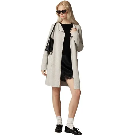 J Crew Women's Juliette Collarless Sweater-Blazer Heather Dove Grey Small