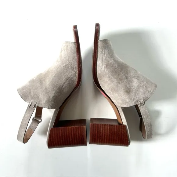 J. Jill Light Grey Genuine Leather Suede Sling Back Heeled Mule Sandals