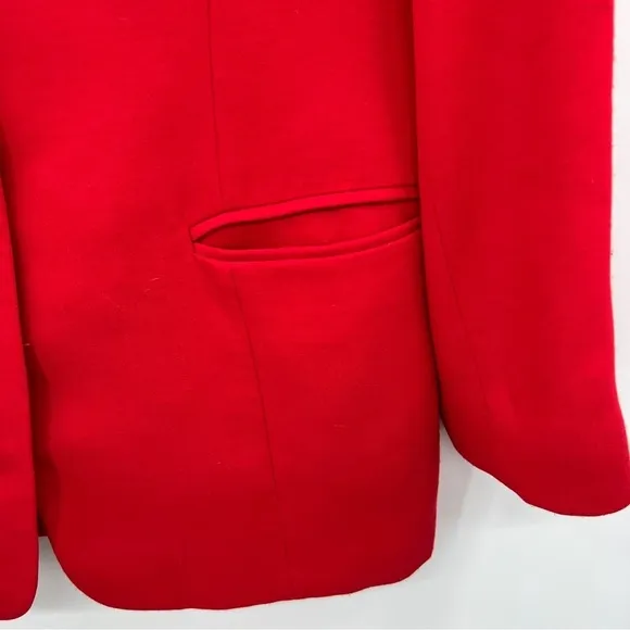J. Mclaughlin For Sanyo Red Lined Long Sleeve Button Up Notched Lapel Blazer