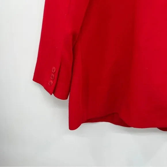J. Mclaughlin For Sanyo Red Lined Long Sleeve Button Up Notched Lapel Blazer