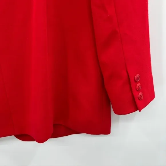 J. Mclaughlin For Sanyo Red Lined Long Sleeve Button Up Notched Lapel Blazer
