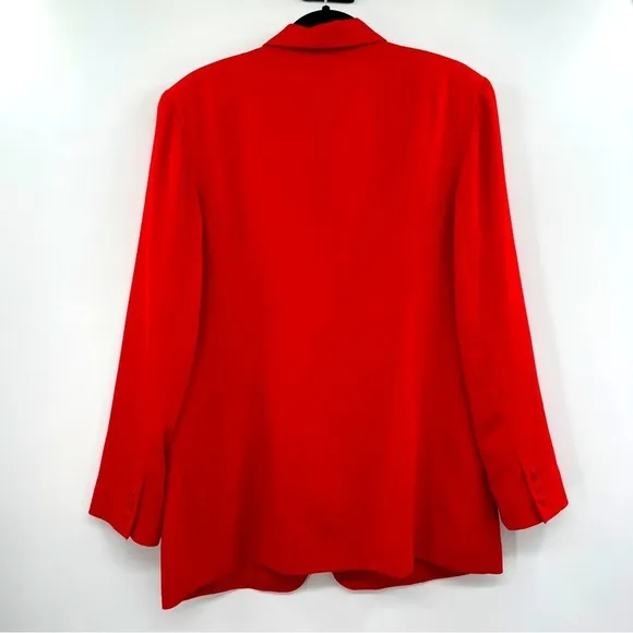 J. Mclaughlin For Sanyo Red Lined Long Sleeve Button Up Notched Lapel Blazer