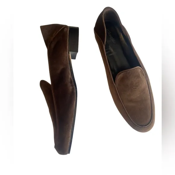 J. McLaughlin Luna Velvet Chocolate Brown Loafers Leather Sole Women’s Size 11