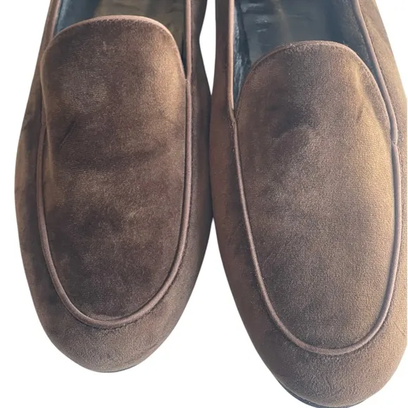 J. McLaughlin Luna Velvet Chocolate Brown Loafers Leather Sole Women’s Size 11