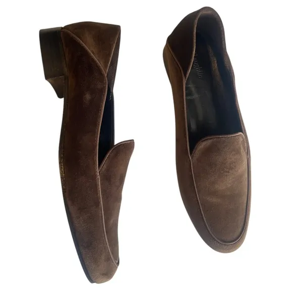 J. McLaughlin Luna Velvet Chocolate Brown Loafers Leather Sole Women’s Size 11