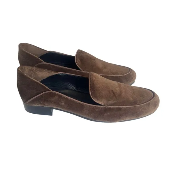 J. McLaughlin Luna Velvet Chocolate Brown Loafers Leather Sole Women’s Size 11