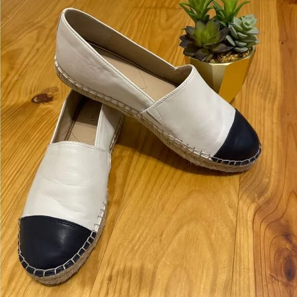J. McLAUGHLIN REDDING ESPADRILLES Women’s SIZE 8M White/Navy Leather