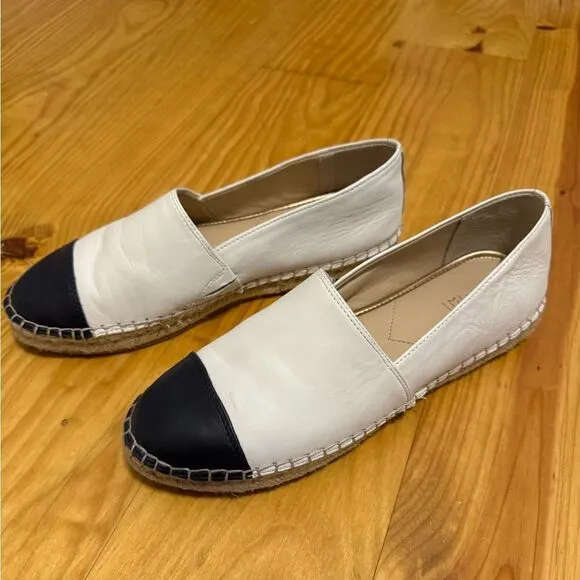 J. McLAUGHLIN REDDING ESPADRILLES Women’s SIZE 8M White/Navy Leather