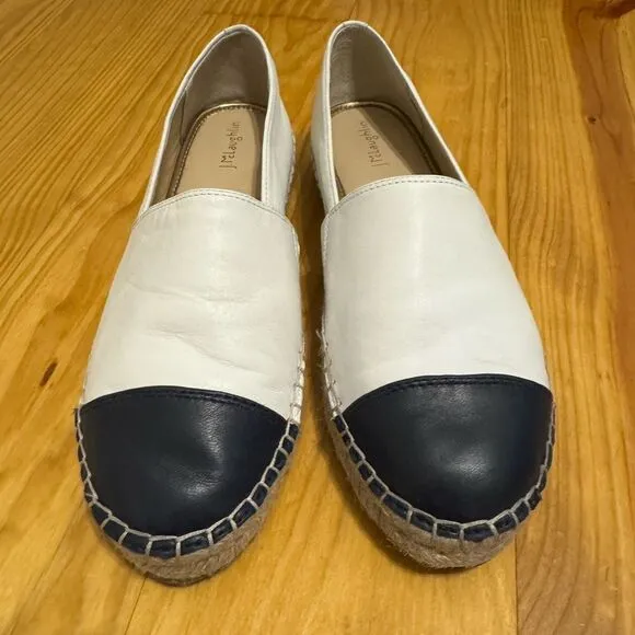 J. McLAUGHLIN REDDING ESPADRILLES Women’s SIZE 8M White/Navy Leather