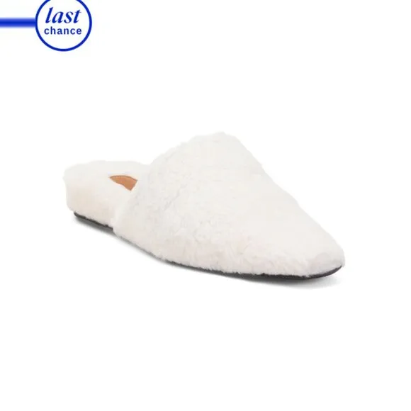 JACK ERWIN Cream Made In Portugal Waverly Slide On Shearling Flats