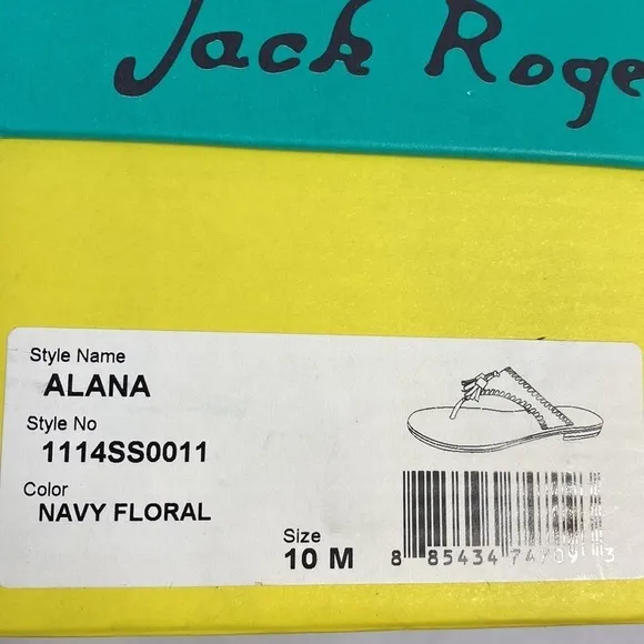 Jack Rogers Alana navy blue floral thong sandals 10