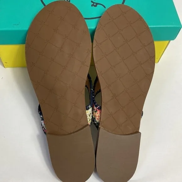 Jack Rogers Alana navy blue floral thong sandals 10