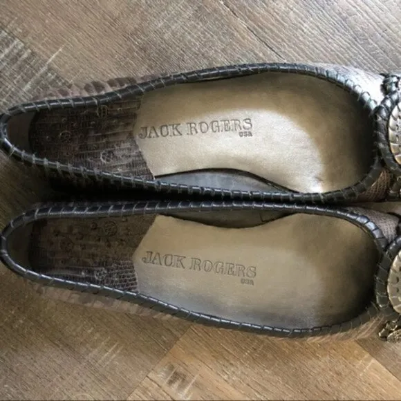 Jack Rogers Dakota Snakeskin Animal Print Coin Medallion Flats 6