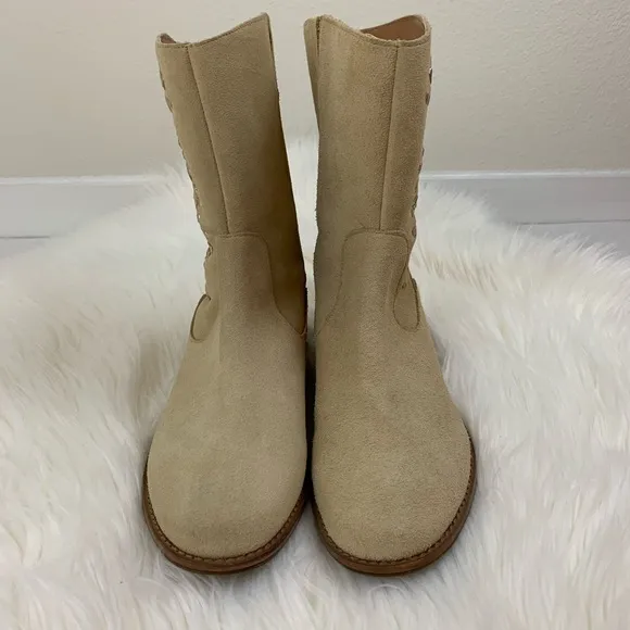 Jack Rogers Kaitlin Stitched Suede Boots in Sand