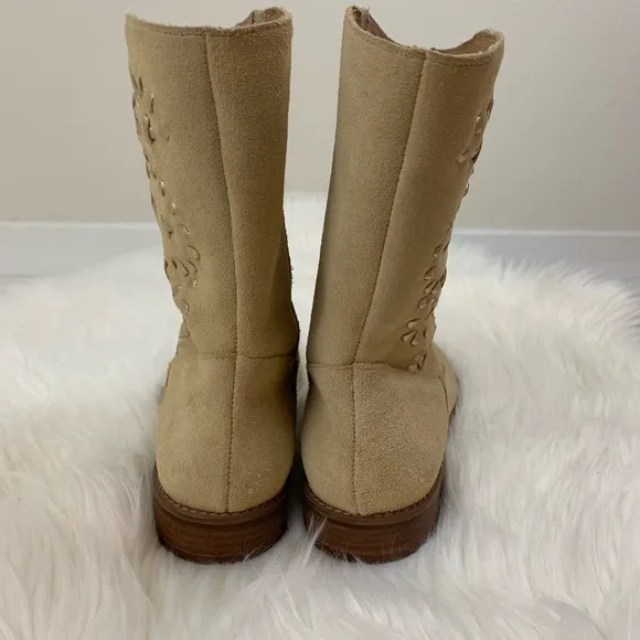 Jack Rogers Kaitlin Stitched Suede Boots in Sand