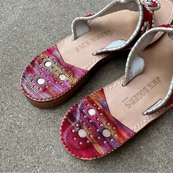 Jack Rogers Leather Whipstitch Thong Sandals
