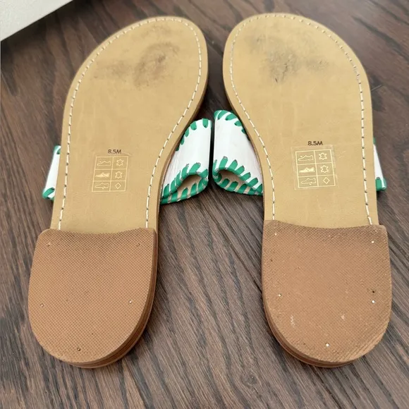 JACK ROGERS LIMITED EDITION SHAMROCK THONG LEATHER SANDALS