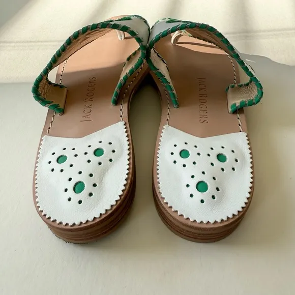 JACK ROGERS LIMITED EDITION SHAMROCK THONG LEATHER SANDALS