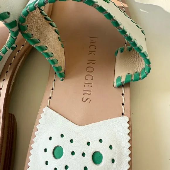 JACK ROGERS LIMITED EDITION SHAMROCK THONG LEATHER SANDALS