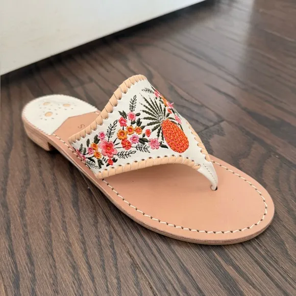 JACK ROGERS LIMITED EDITIONPINEAPPLE FLORAL THONG SANDALS