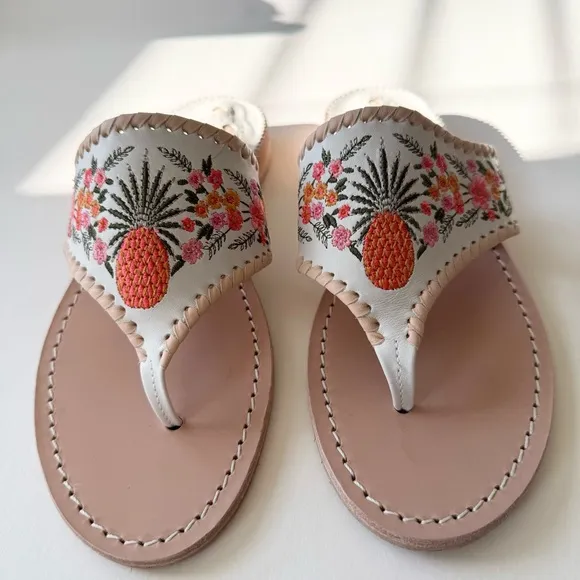 JACK ROGERS LIMITED EDITIONPINEAPPLE FLORAL THONG SANDALS