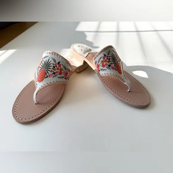 JACK ROGERS LIMITED EDITIONPINEAPPLE FLORAL THONG SANDALS