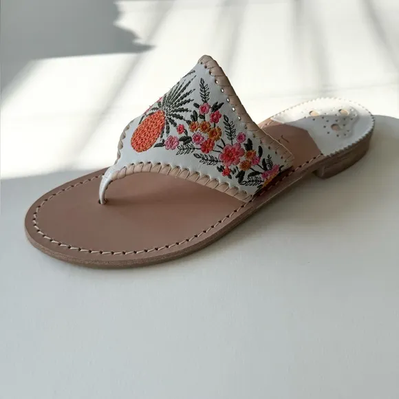 JACK ROGERS LIMITED EDITIONPINEAPPLE FLORAL THONG SANDALS