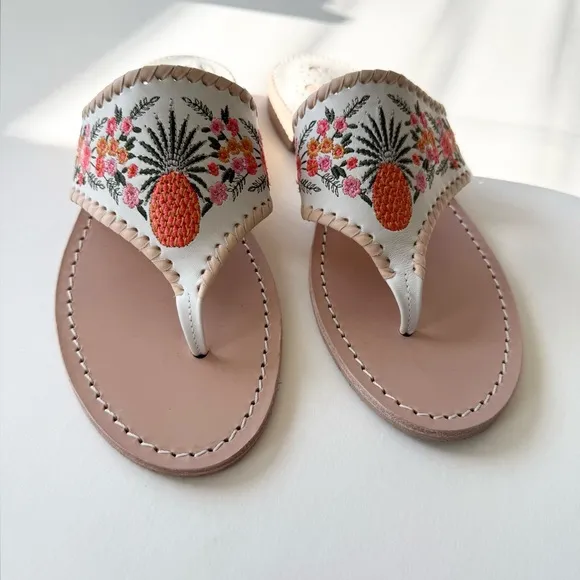 JACK ROGERS LIMITED EDITIONPINEAPPLE FLORAL THONG SANDALS