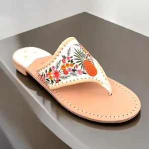 JACK ROGERS LIMITED EDITIONPINEAPPLE FLORAL THONG SANDALS