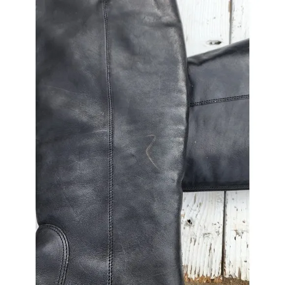 Jack Rogers Lisbeth Women Black Knee Leather Boots WIDE CALF US 11 EU 41.5
