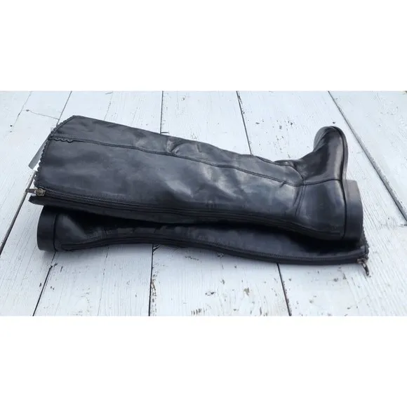 Jack Rogers Lisbeth Women Black Knee Leather Boots WIDE CALF US 11 EU 41.5