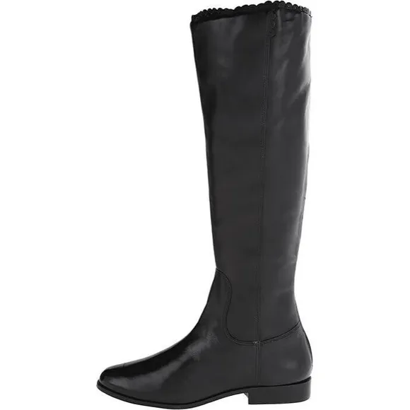 Jack Rogers Lisbeth Women Black Knee Leather Boots WIDE CALF US 11 EU 41.5