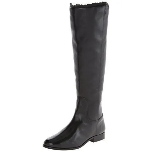 Jack Rogers Lisbeth Women Black Knee Leather Boots WIDE CALF US 11 EU 41.5