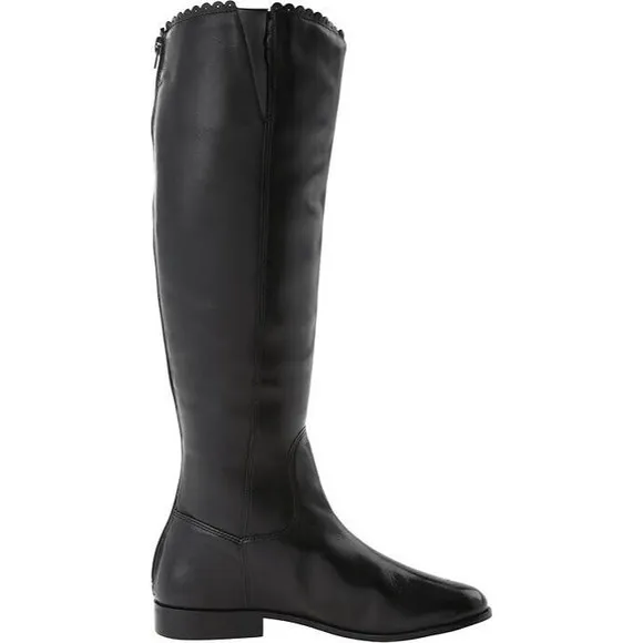 Jack Rogers Lisbeth Women Black Knee Leather Boots WIDE CALF US 11 EU 41.5
