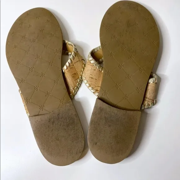Jack Rogers Megan Cork &amp; Leather Thong Sandals