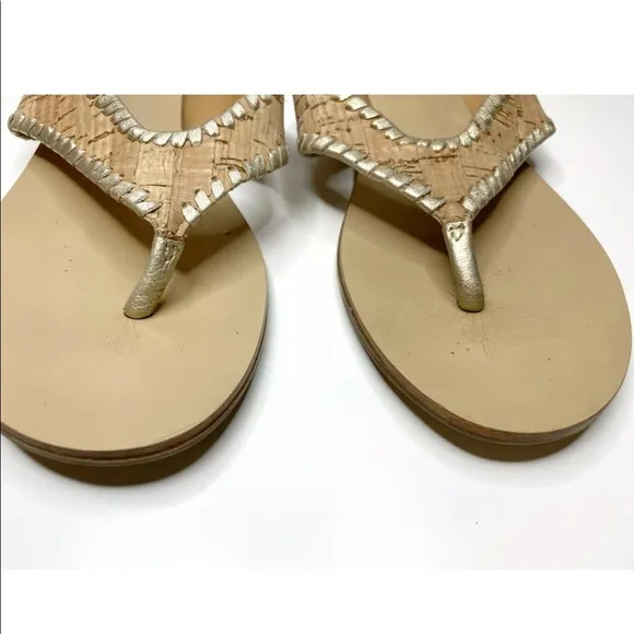 Jack Rogers Megan Cork &amp; Leather Thong Sandals