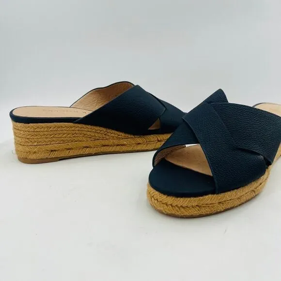Jack Rogers Palmer Women’s Espadrilles Blue Leather Wedge Sandal Size 9M