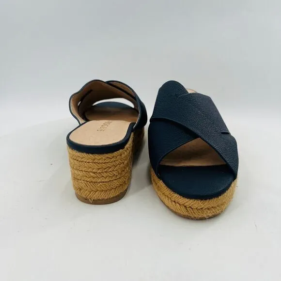 Jack Rogers Palmer Women’s Espadrilles Blue Leather Wedge Sandal Size 9M