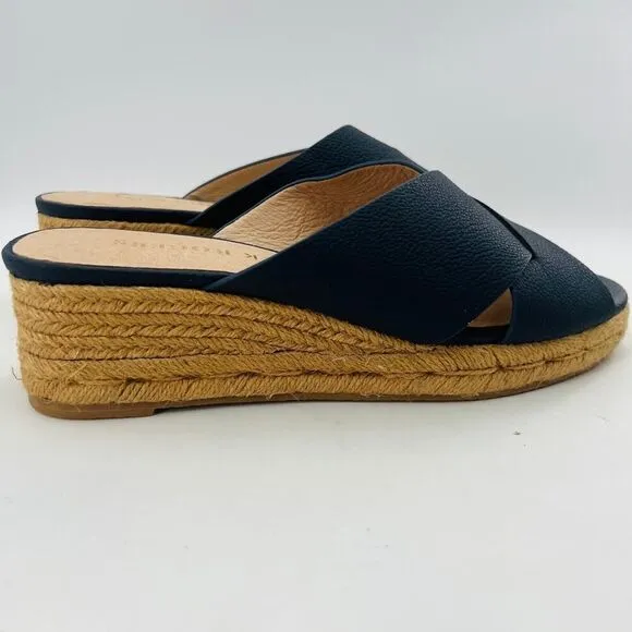 Jack Rogers Palmer Women’s Espadrilles Blue Leather Wedge Sandal Size 9M