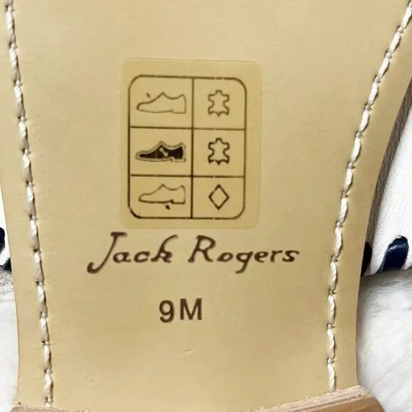 Jack Rogers Pickleball Embroidered Whipstitch Flat Thong Sandals NWOT Size 9