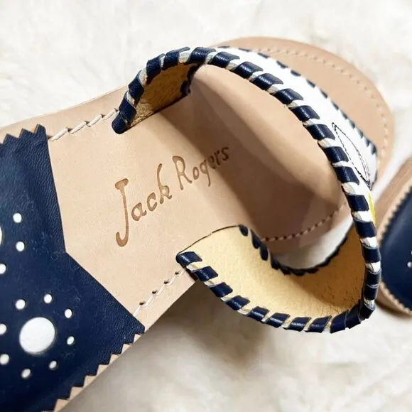 Jack Rogers Pickleball Embroidered Whipstitch Flat Thong Sandals NWOT Size 9